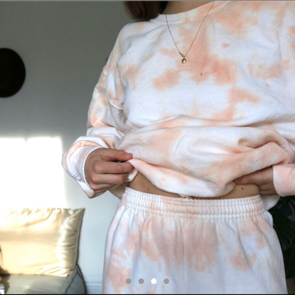 Handmade Tie Dye Loungewear Set in Peach Pink